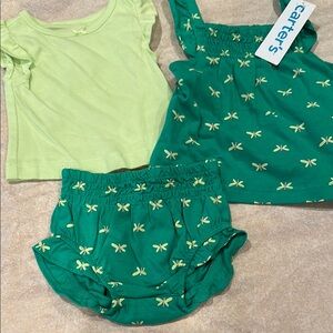 Carter's Green and Yellow Dragonfly Dress Set